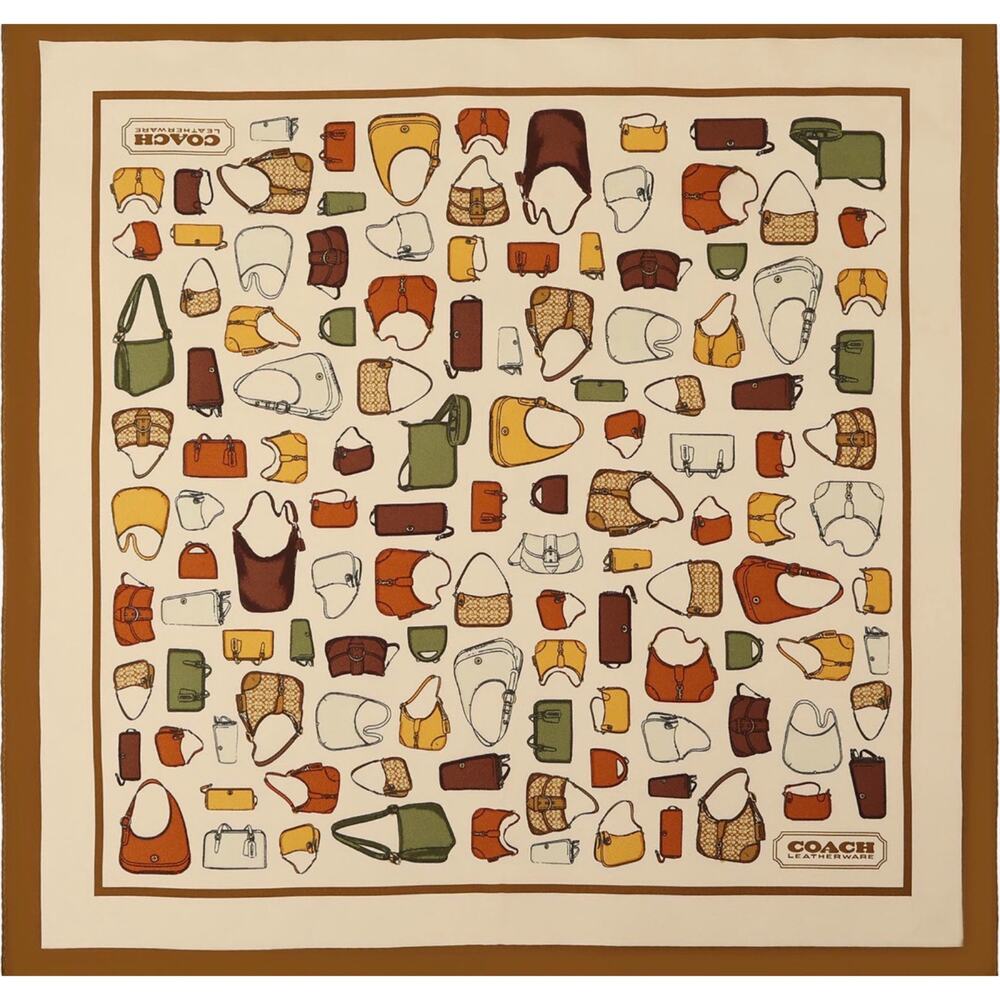 COACH - Ochre Maple Print Silk Square Scarf